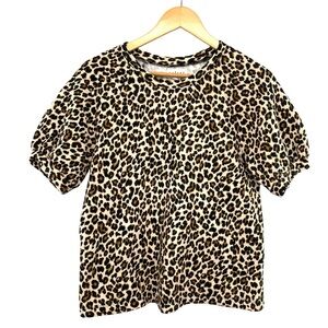 Velvet By Graham & Spencer Leopard Print Balloon Sleeve Top